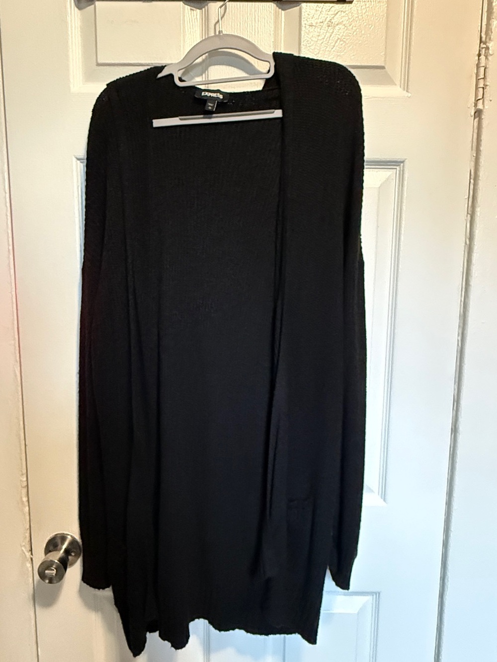 Express Dark Blue Open-Front Long Women’s Cardigan